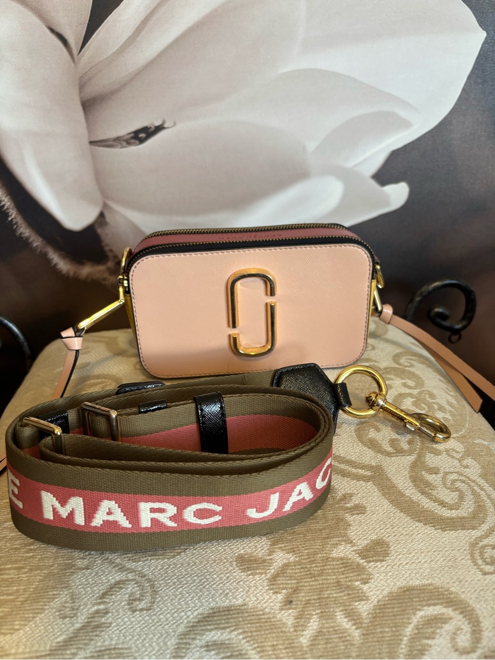 Marc Jacobs Blush Pink Snapshot Camera Crossbody with Logo Strap